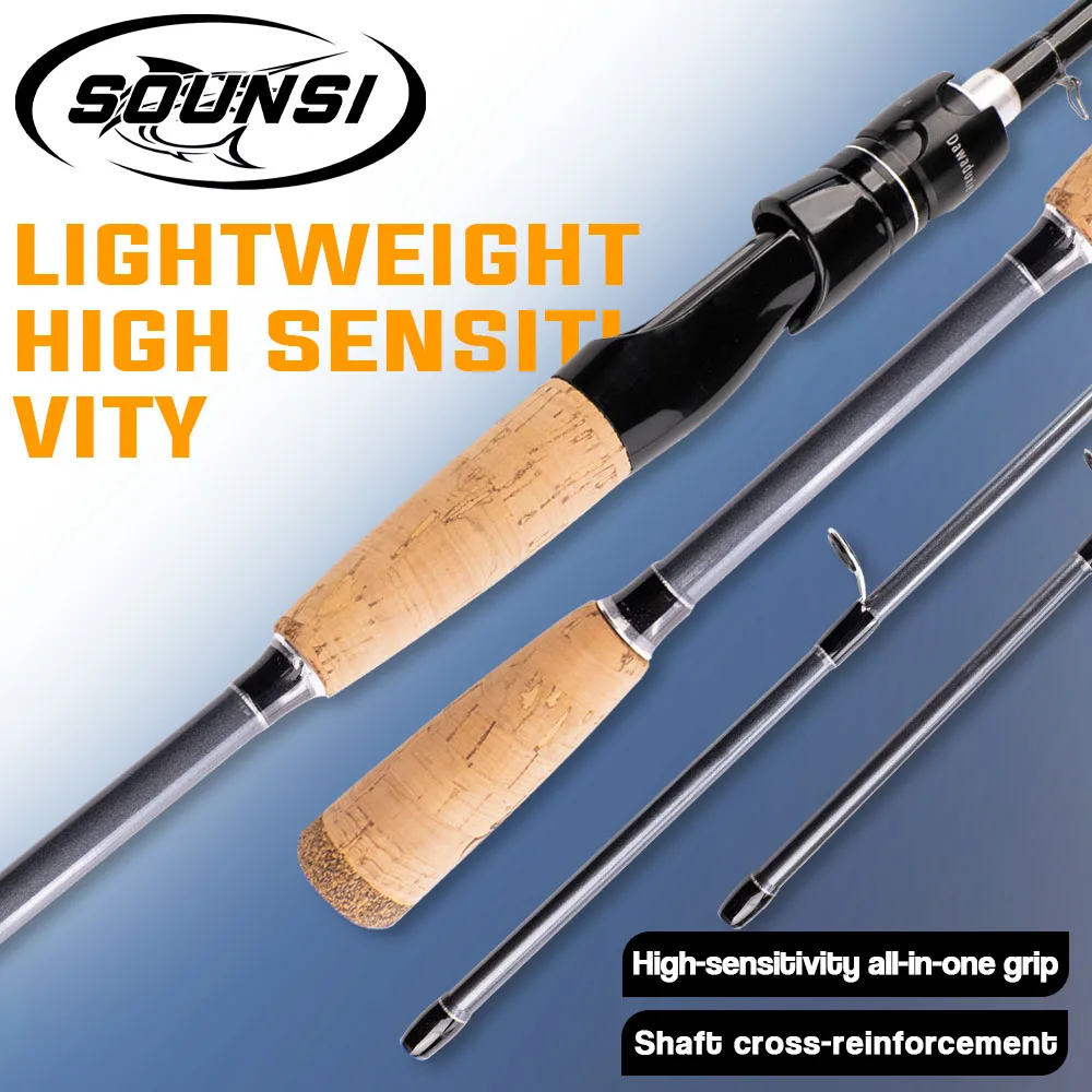 

SOUNSI Spinning /Casting M+ML Fishing Lure Rod 1.8-2.1m Good Quality Carbon Fiber Light Bait Weight 5-28g 4-12LB Line