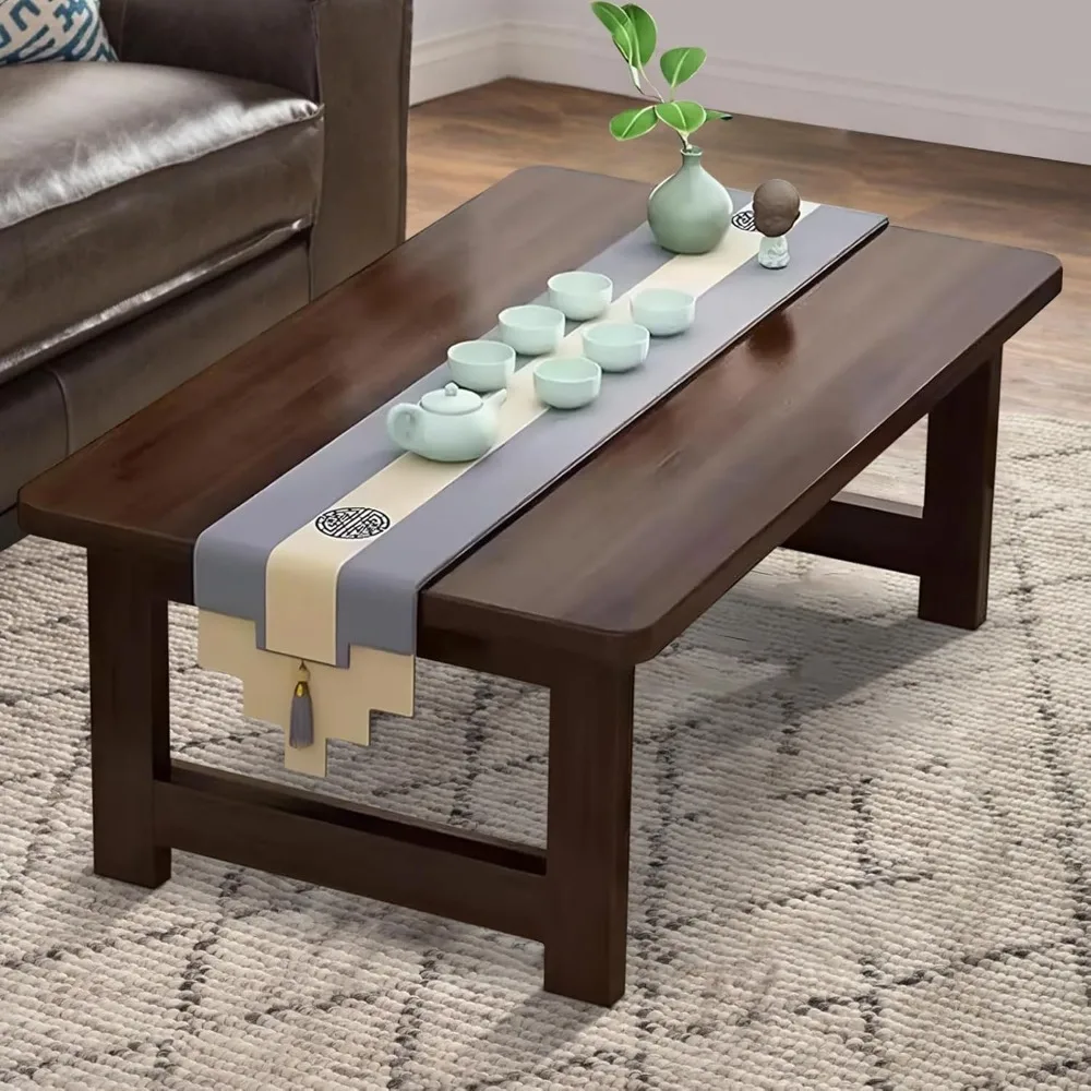 Japanese Style Folding Wooden Tea Table, Low Seating Living Room Coffee Table for Home or Office Tatami Area