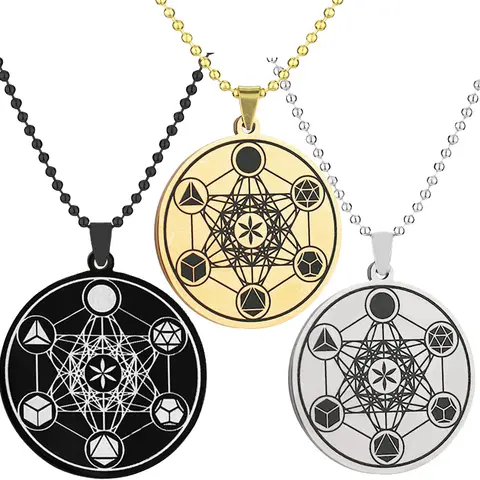 대천사 Metatron 펜던트 생명의 천사 인감 남성용 솔로몬 목걸이 스테인레스 스틸 쥬얼리 바이킹 목걸이