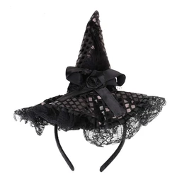 Halloween Witch Hat Headband Wizard Spiderweb Headwear for Halloween Christmas Costume Tiara Prop Dress up Party Supplies