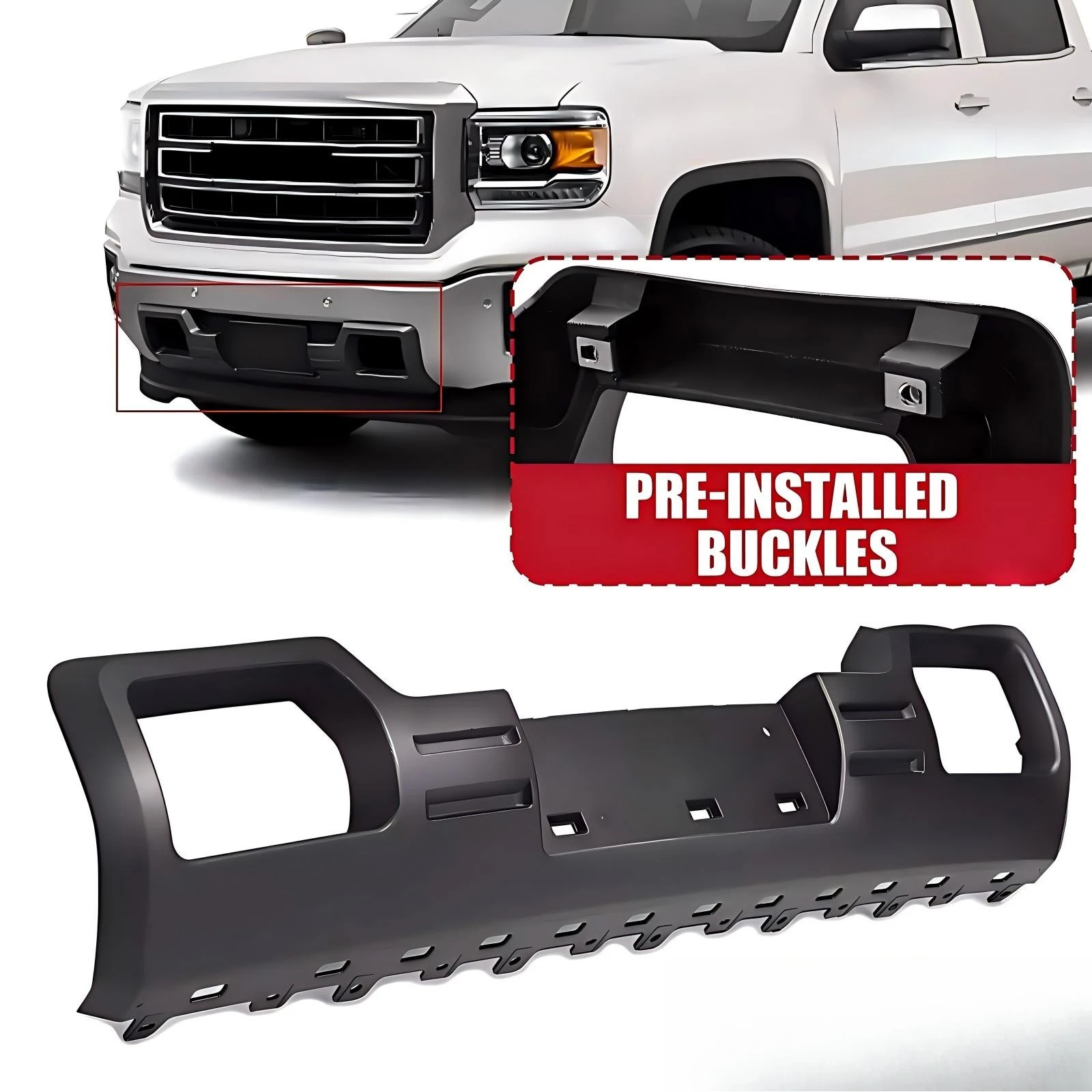 Front Lower Bumper Valance Panel Skid Plate Black For GMC Sierra 1500 2014-2015