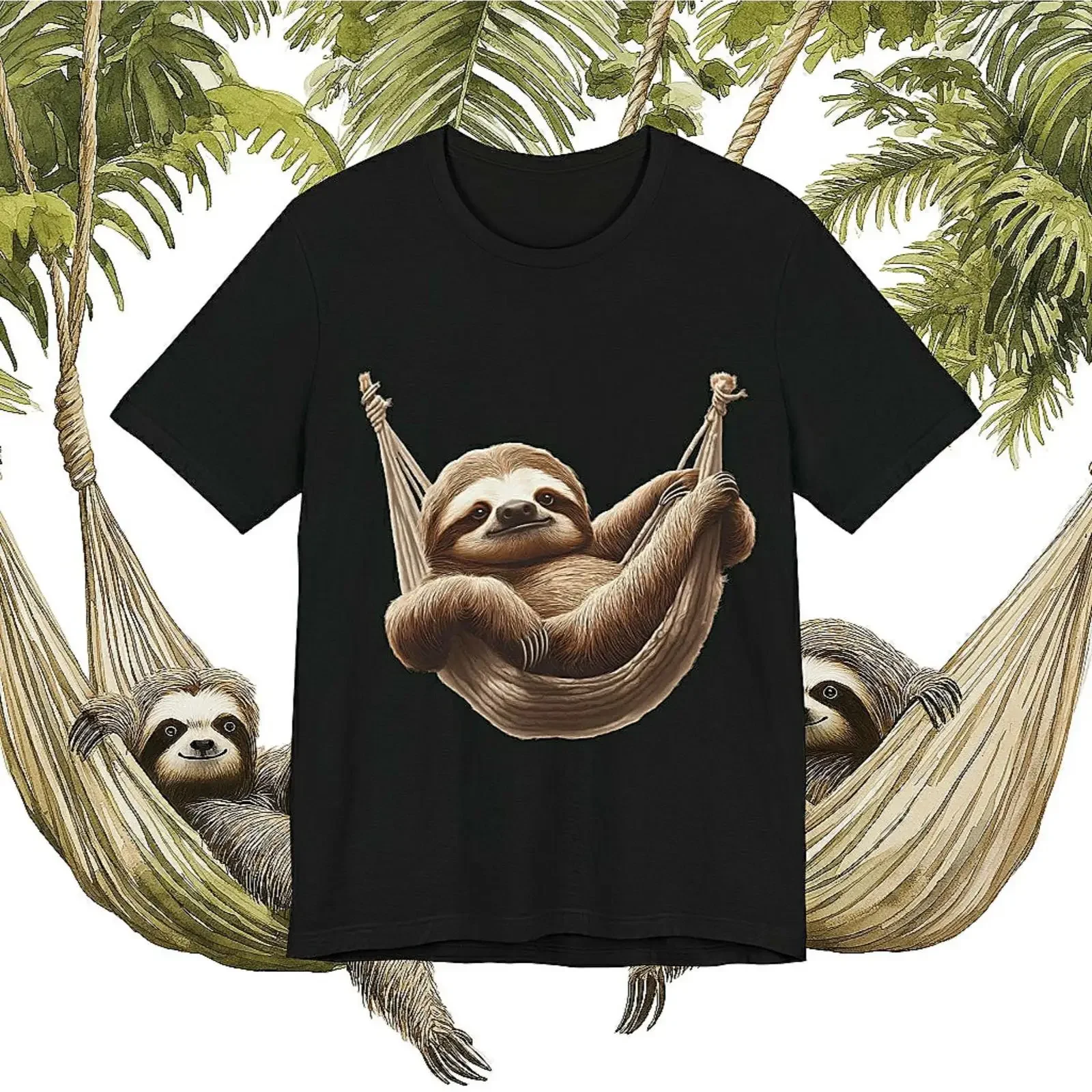Relaxed Hammock Sloth T Shirt vintage Washed Breathable Stretched Comfortable homme designer clothes Unisex Slightly