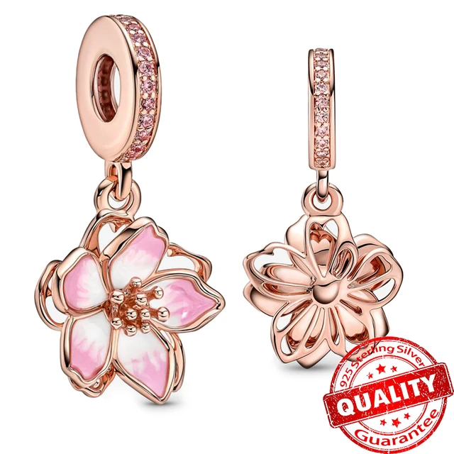 Rose Gold Plated Heart & Clover Charm - 925 Sterling Silver Bead For Pandora-style Bracelets & Necklaces - View #13