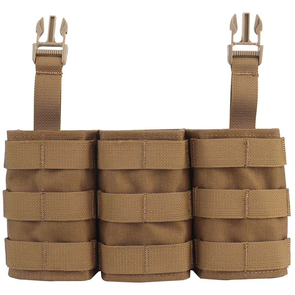 Wosport FAST 5.56 Triple Mag Pouch (Long) Front Panel Cordura Hard Insert MOLLE Quick Buckle Mount for Airsoft Vest Chest Rig