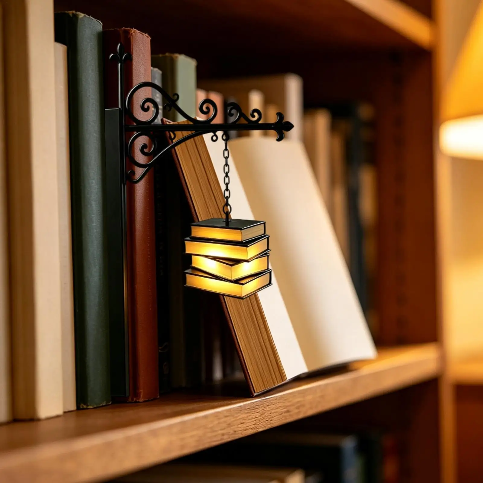 Vintage Bookshelf Light Bookshelf Lamp LED Warm Night Light for Library Reading Nook Home Atmosphere Decor