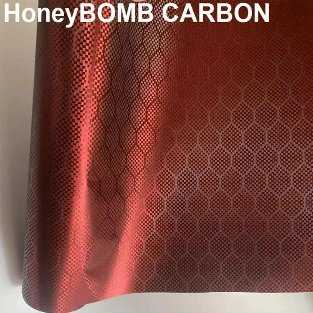 Black 3D matte Red honeycomb Vinyl  film wrapping for car interior sticker Motorcycle Sticker Car Rear view mirror Wrap Covering