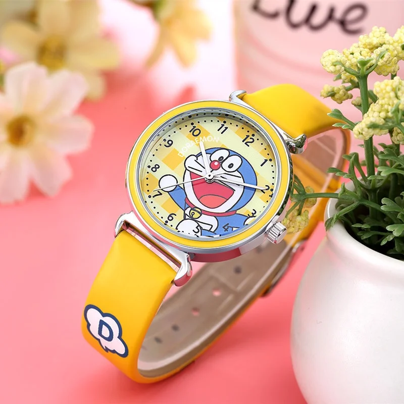 Waterproof Quartz Cartoon Watch Boys Doraemon Pattern Kawaii Blue Fat Man Cute Pointer Kids\' School Watch Primary Students Gifts