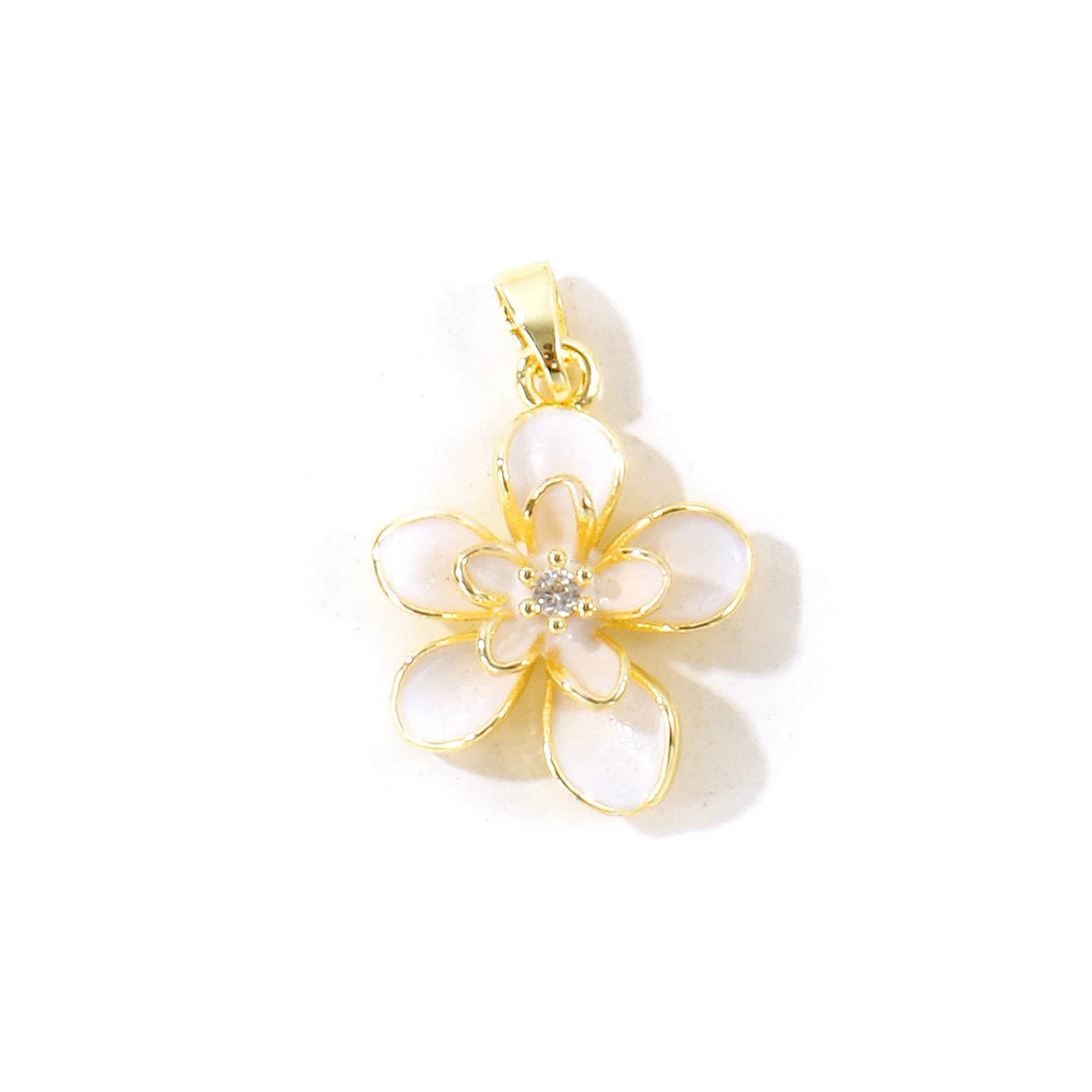 2 Stück Mehrfarbige Blumen-Anhänger aus emailliertem, 18K vergoldetem Messing für DIY-Halsketten, Armbänder, Schmuckherstellung, Großhandel – Detail 1