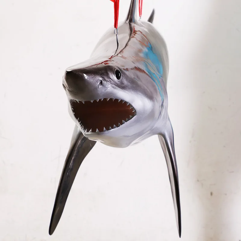 Sharp shark three-dimensional double-sided fiberglass sculpture marine handicraft wall pendant simulated fish model interior