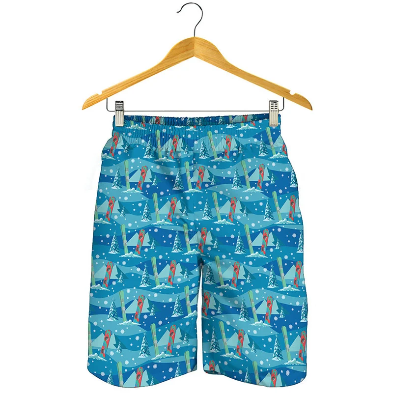 Short de plage graphique de montagne de ski pour hommes, maillot de bain imprimé en 3D, short de planche de surf de rue d'été pour enfants, mode