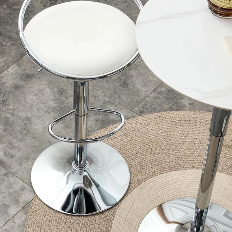 

Luxury Bar Chair Round Disk Base Pneumatic Lounge Nordic Bar Tools Bartender Metal Chair Taburetes Altos De Cocina Furniture