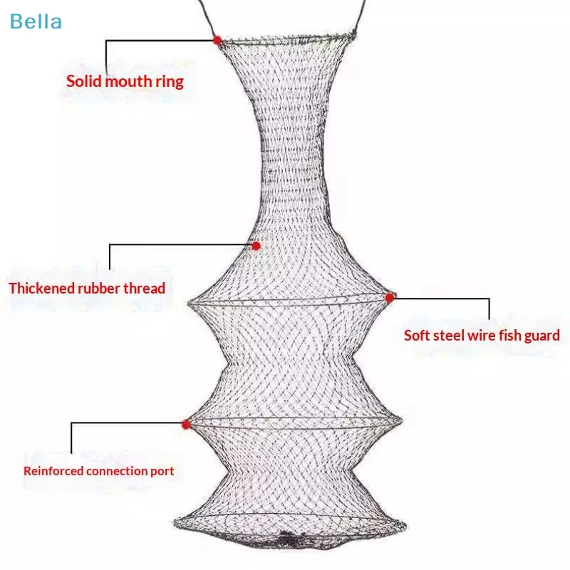〔M〕Foldable Fishing Keep Net, Portable Wire Mesh Fish Basket, Collapsible Fish Cage for Outdoor Fishing
