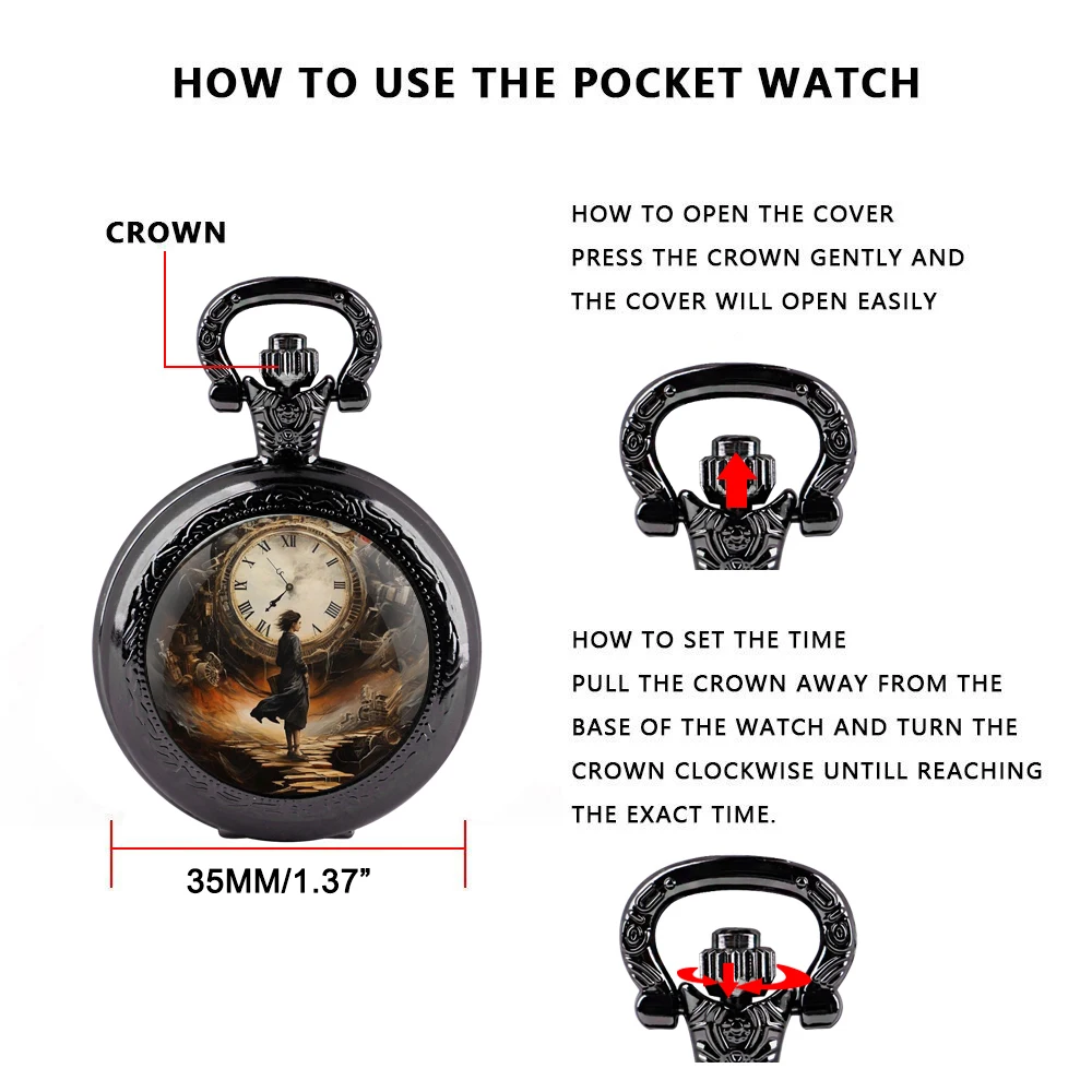 Уникальные часы в стиле стимпанк для мальчиков со стеклянным куполом, винтажные кварцевые карманные часы для мужчин, женщин и детей, ожерелье с подвеской, цепочка, ювелирные изделия, подарки