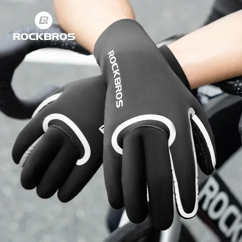 

ROCKBROS Winter Warm Gloves Windproof Waterproof Bicycle Sports Mitten Warm Fleece Gloves Non-slip Motorcycle Ski Riding Gloves