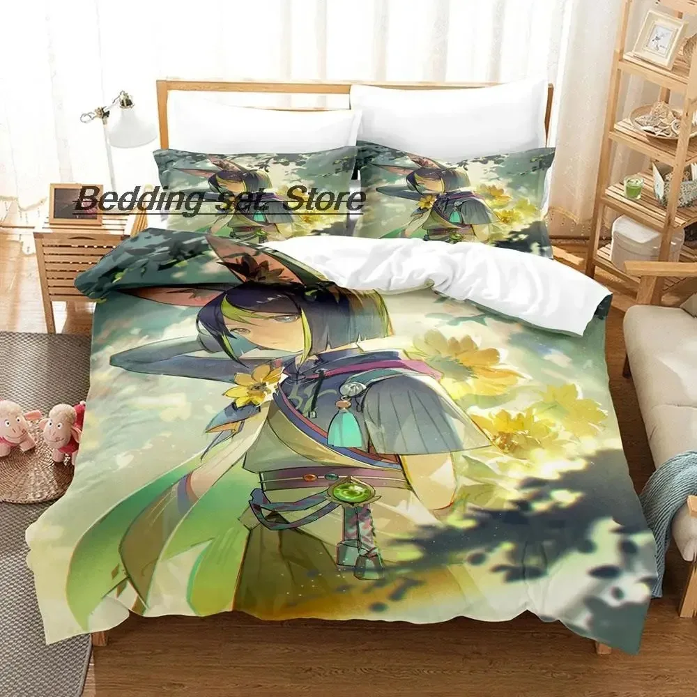 Kawaii Genshin Impact Tighnari Bedding Set Single Twin Full Queen King Size Bed Set Aldult Kid Bedroom Duvetcover Sets 2023