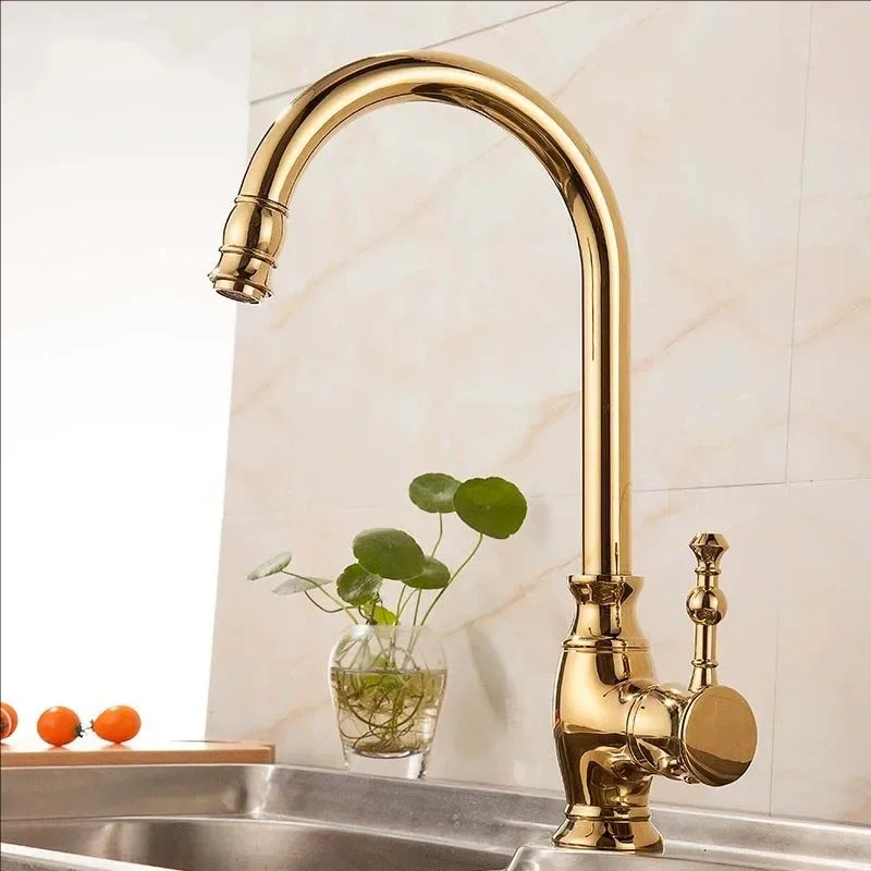 Gold Kitchen Faucet 360° Rotating Kitchen Mixers Taps Cold And Hot Basin Sink Tap Water Mixers Single Hole Basin faucet