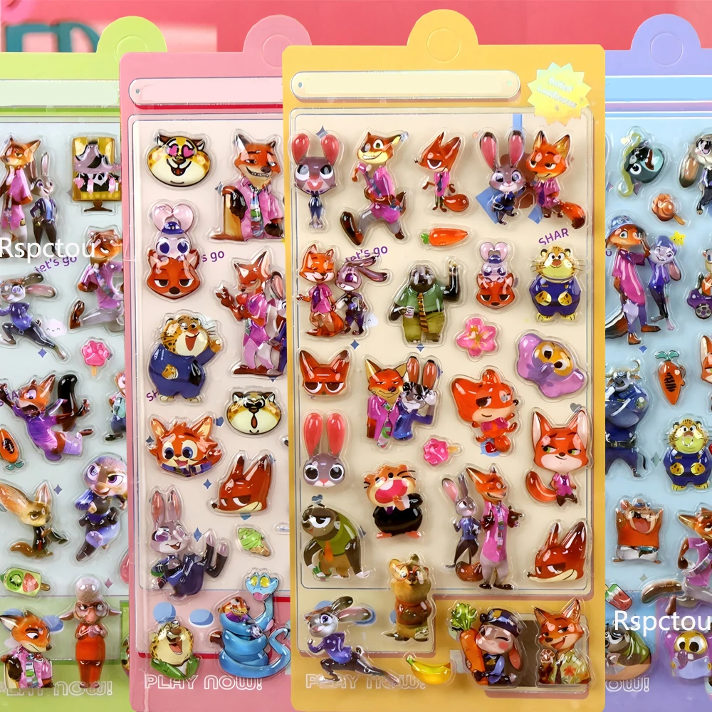 ديزني Zootopia الكرتون 3D ملصقات الإغاثة الزخرفية جراب هاتف كمبيوتر محمول مقاوم للماء Kawaii جودي نيك الديكور فقاعة الشارات لعبة