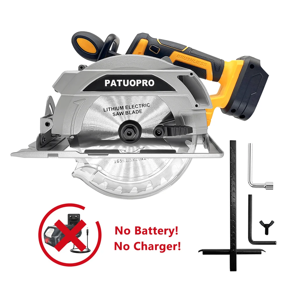 PATUOPRO 1500W Brushless Circular Saw Cordless Electric Saw Stone Woodworking Cutting Power Tools For Makita 18V Battery(No Batt