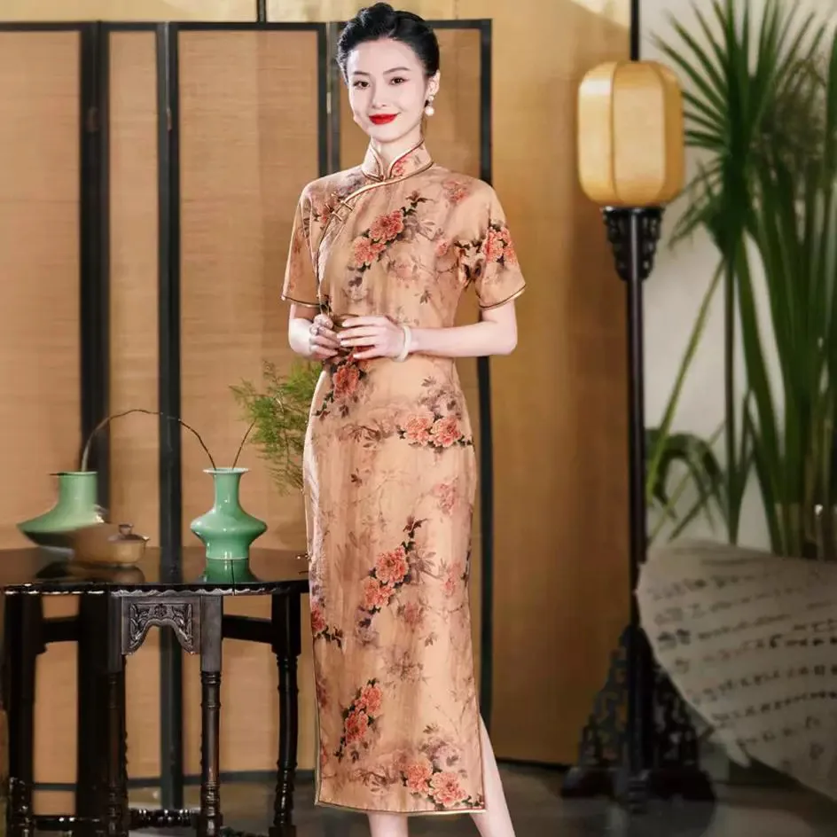 Traditional Full Cardigan Ancient Cheongsam Women's Non-Saving Daily Retro the Republic of China Style Dress Temperament