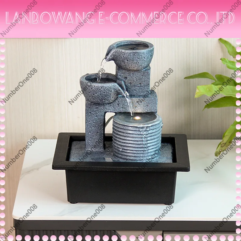 Cross-Border Small Desktop Fountain Fortune Water Flow Ornament Office Living Room Landscape Decor Gift