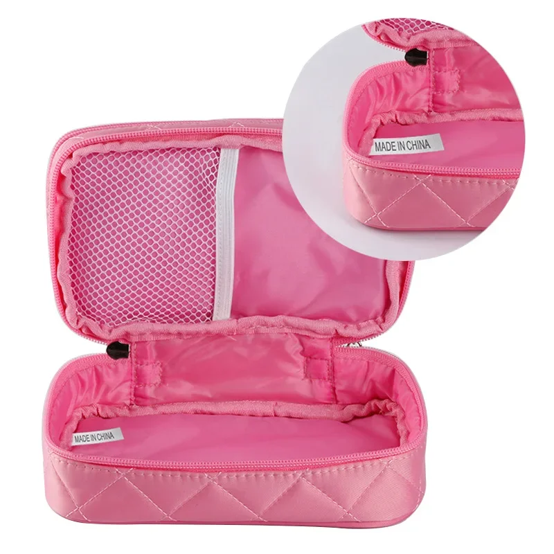 New Makeup Bag Small Grid 2-Layer Cosmetic Storage Bag Women\'s Fashion Portable cosmetic bag Travel Essential Wash Bag