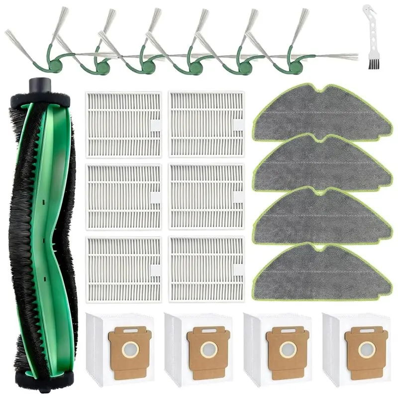 EMECE-For Irobot 115 Combo /115 Combo+ Vacuum Cleaner,1 Main Brush,6 Side Brush,6 Filters,4 Mop Pads,4 Dust Bag, With 1 Brush