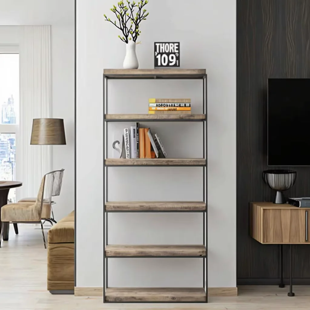 # High End Rustic Handcrafted Solid Wood Living Room Office Shelving