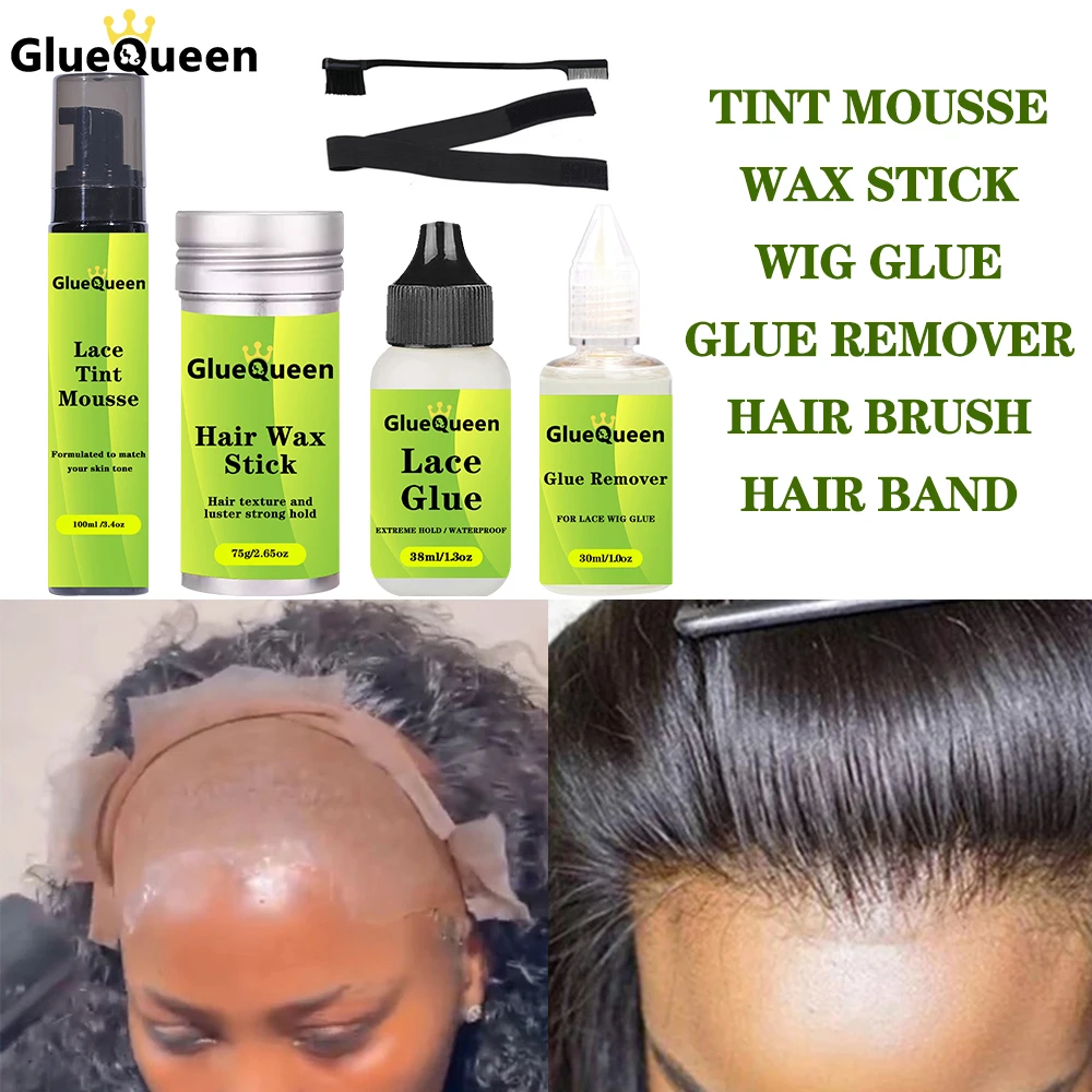 

Lace Tint Mousse Wig Glue Waterproof Hair Wax Stick Adhesives Remover Wig Installation Kit Set