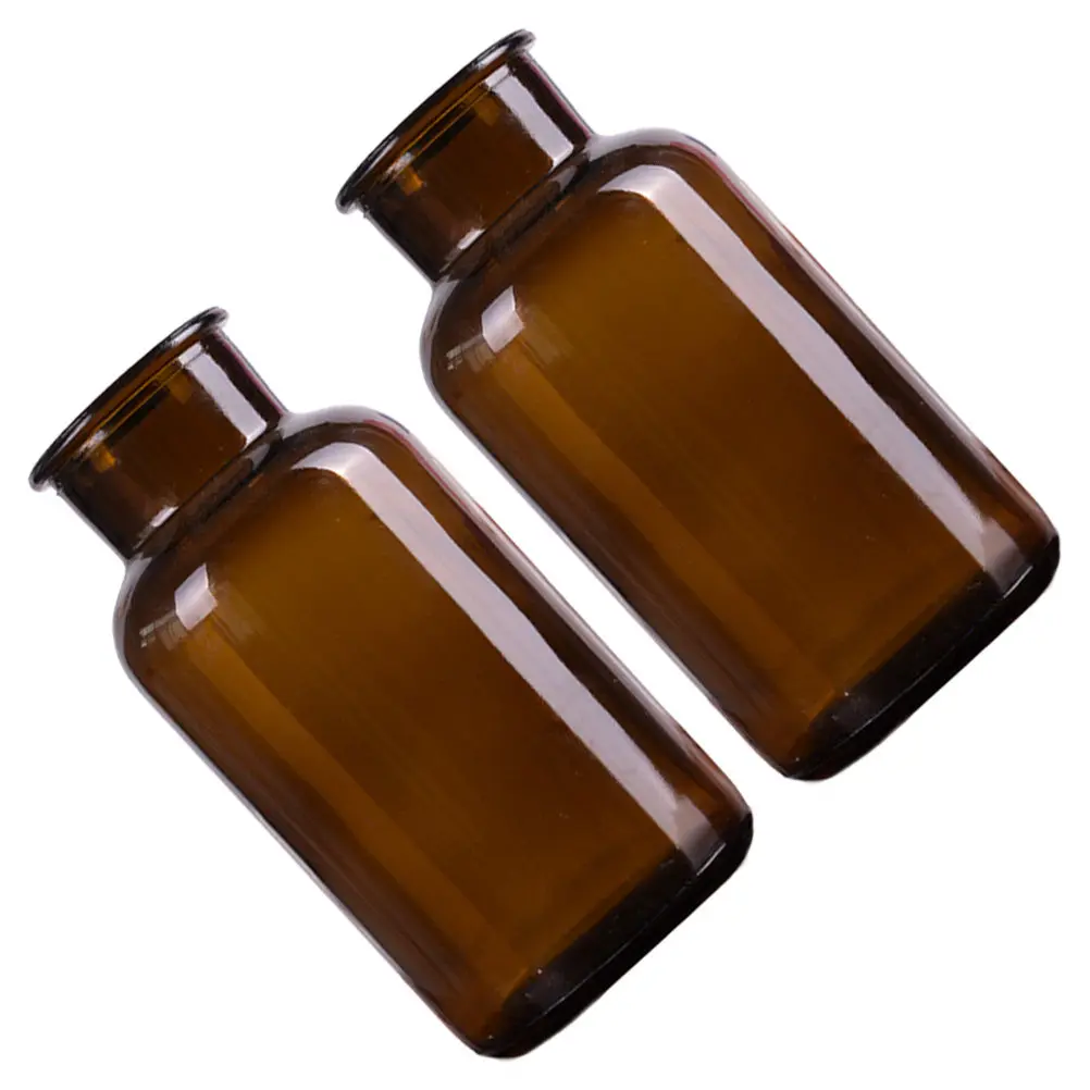 2Pcs Large Mouth Glass Vases Simple Clear Bottles DIY Decoration Reagent Bottles for Experiment Flower Tea Can Wishing Gifts
