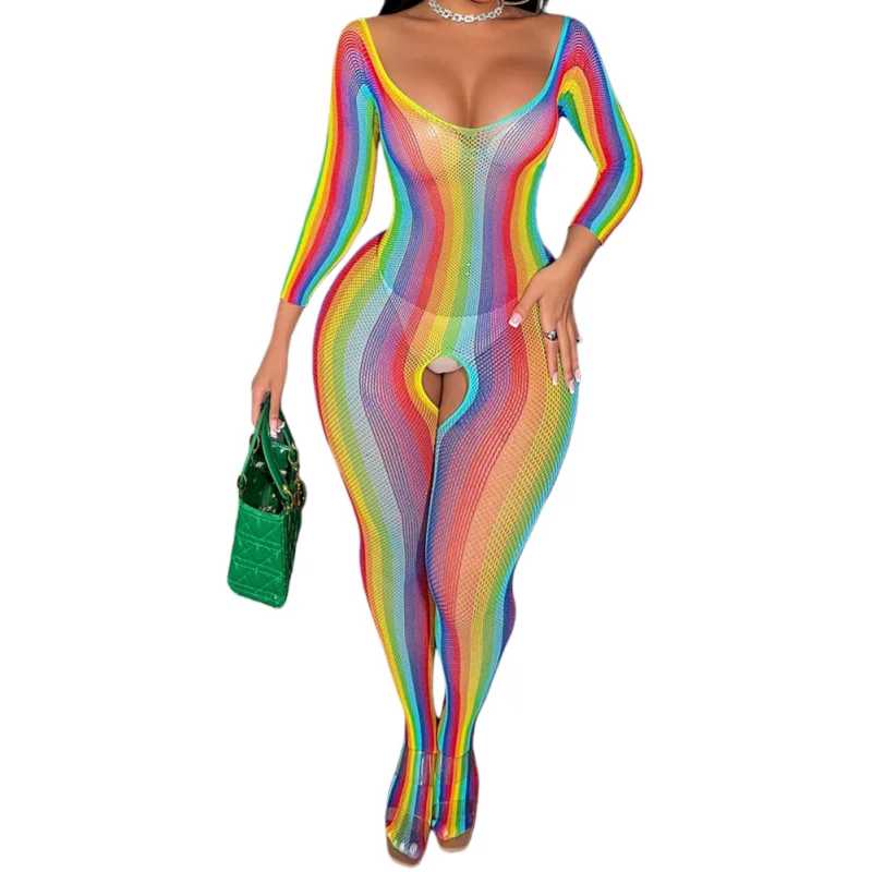 Plus Size Women Sexy Open Crotch See-Through Lace Bodysuit Teddy Lingerie One-Piece Nightwear Seductive Mesh Suit for Evening