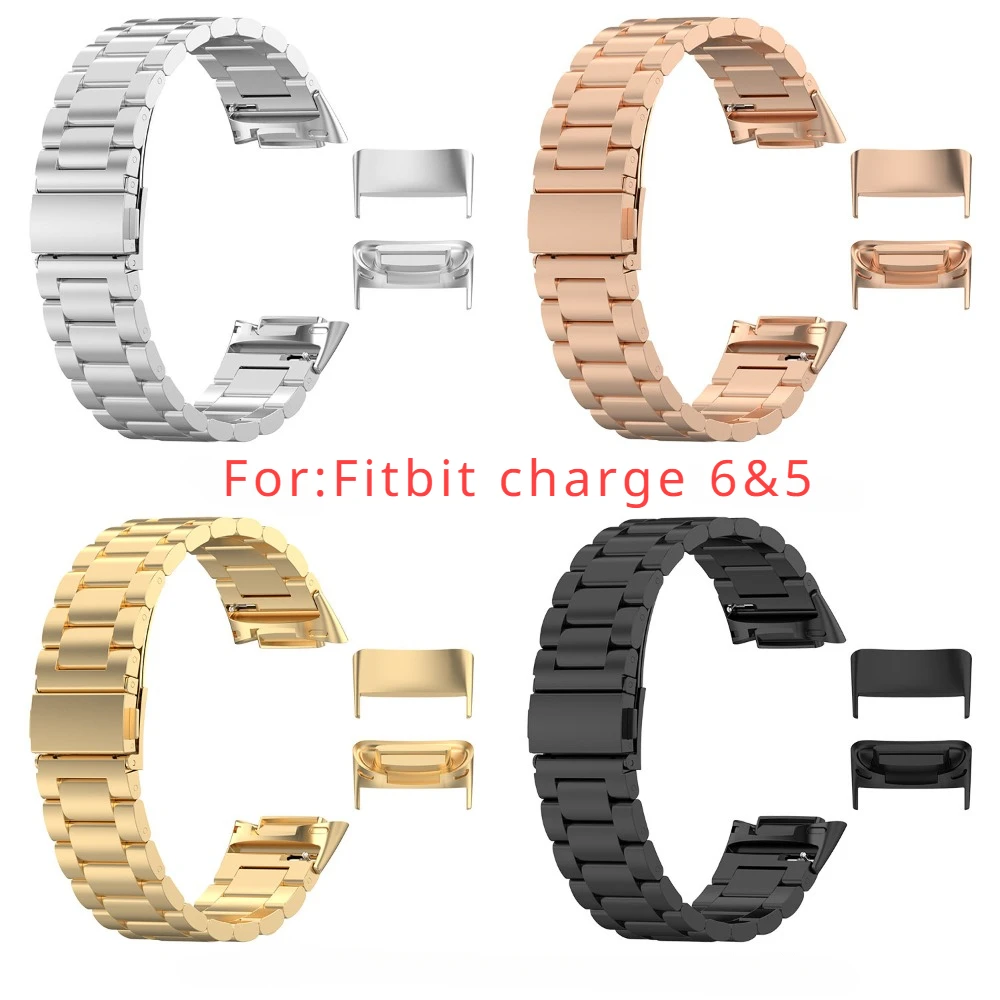 Adaptador para correa de reloj Fitbit charge 6 y 5, Conector de acero inoxidable, pulsera, adaptador de conexión de Metal, 1 par