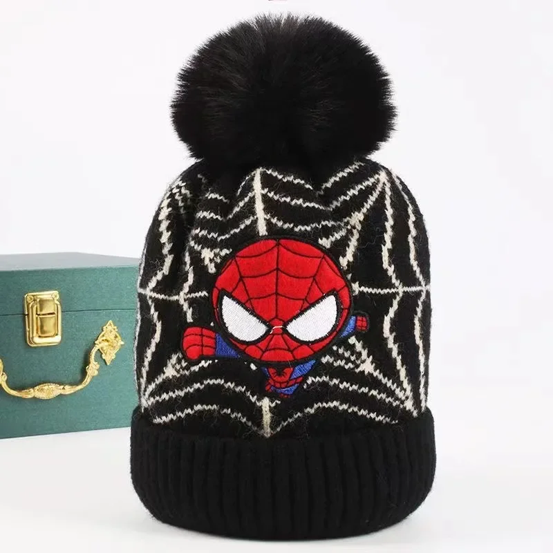 Marvel Spiderman Bucket Hat Badges Kawaii Anime Knitted Hat Panama Children Hat Fisherman Baby Cap Casual Bob Bucket Caps Gift