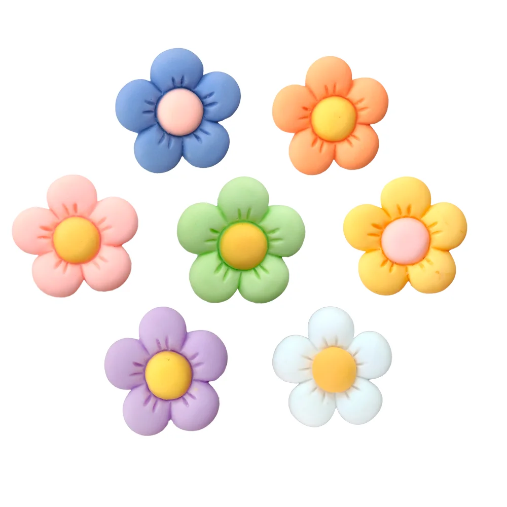 Hot 1-14Pcs Colorful 5 Petal Flowers Shoe Charm Accessories Pearl Sandals Buckle Decor Pins Girls Women Gifts