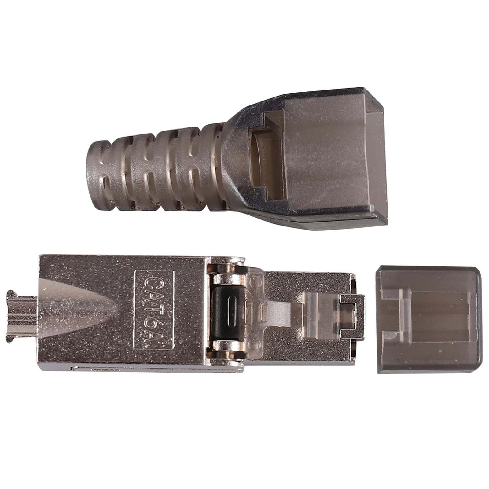 

Cat 6a Ethernet Cable End Crimp Connector Modular Plug Shielded Gold-Plated Ethernet Network Cable Plug Tool-Free