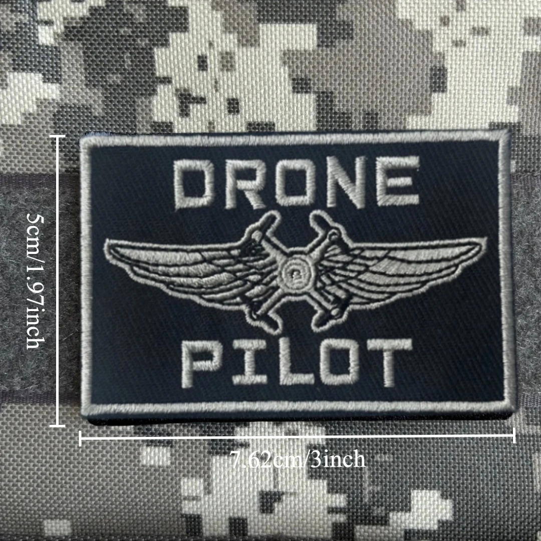 Insignia moral piloto dron bordada táctica con gancho y bucle - imagen 3