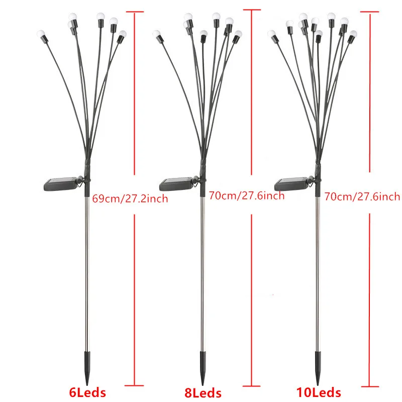 Firefly Rasenlampen Solar Glowworm Landschaftslicht 6LED/8LED/10LED Partylichter für Outdoor Garten Zelt Land Cabana Dekoration