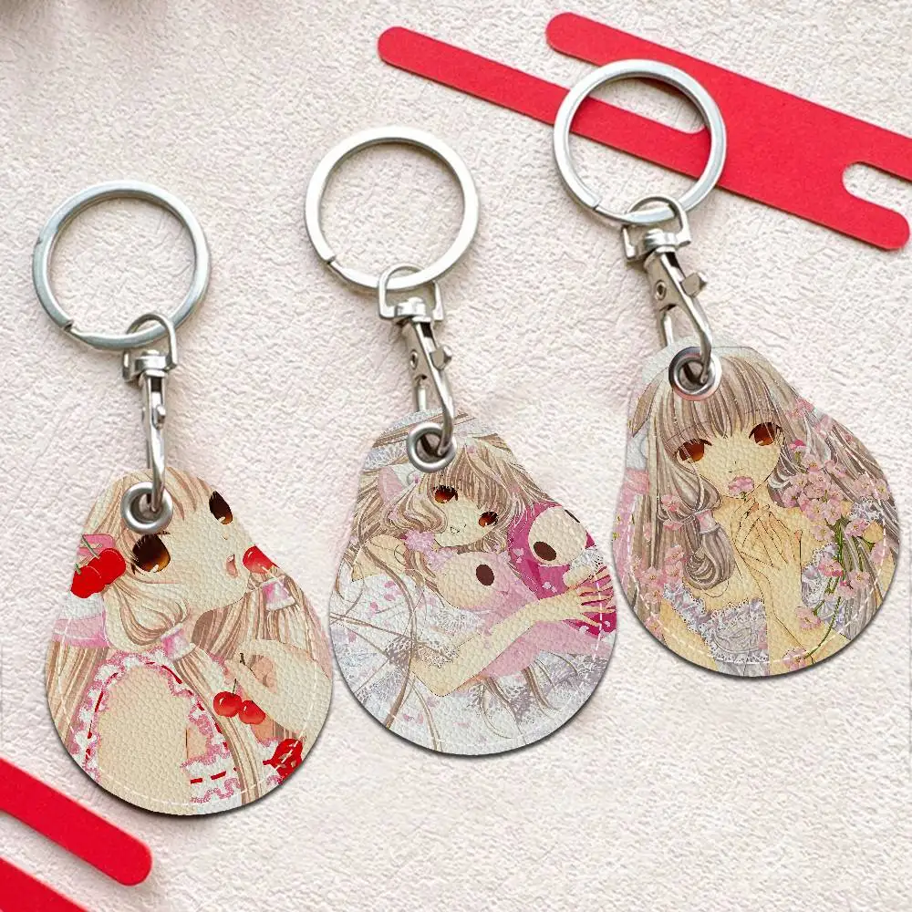 C-Chobits Cartoon Creative Cartoon Pattern Sensitive Access Card Protective Sleeve Keychain Fashion Decorative Pendant