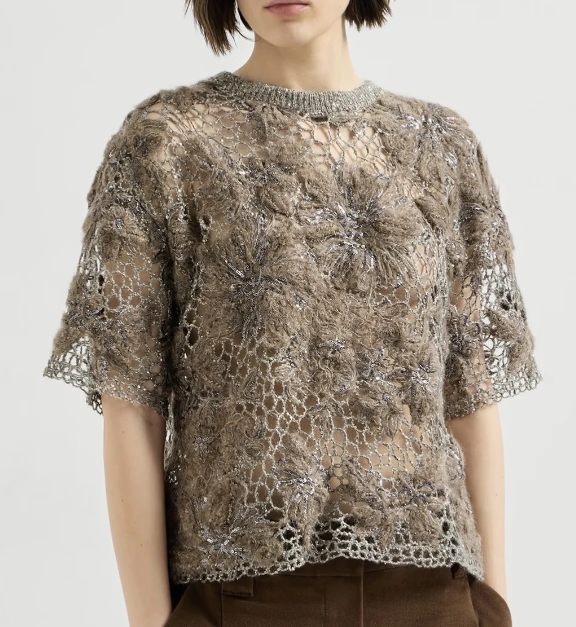 27ss short sleeve beading embroidery‌ brand knitting tee t shirts designer clothing for women
