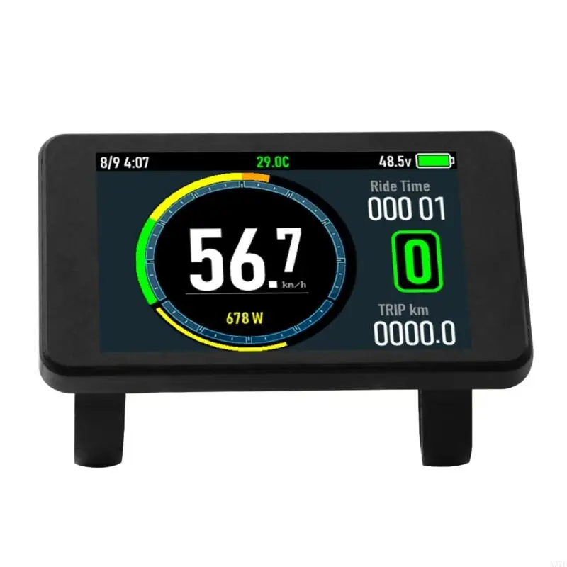 Replacement Electric Bike Display Meter with Color Screen, 24V to 72V Input Battery Speed Trip and Ride Time Monitor X37F