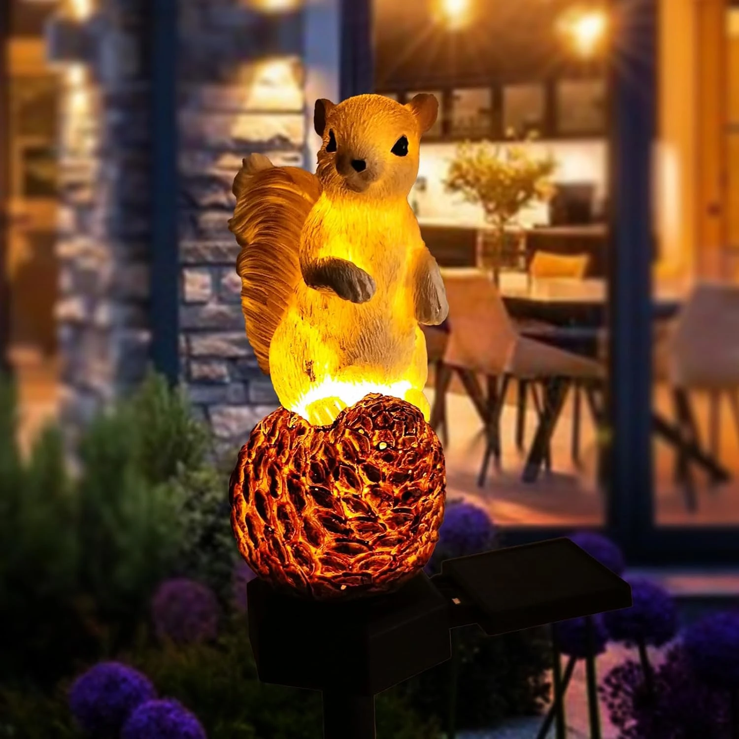 Cute, Charming, and Adorable Solar Squirrel Light - Delightful Waterproof Resin Outdoor Lawn Decor - Cute Yard Statue with Solar