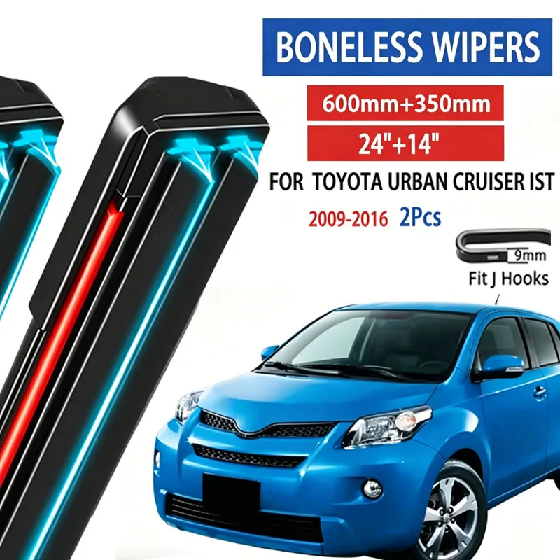 

2pcs For Toyota Urban Cruiser Ist XP110 2009-2016 Car Front Wiper Soft Rubber Boneless Wiper HD Quiet Automotive Wiper 24"+14"