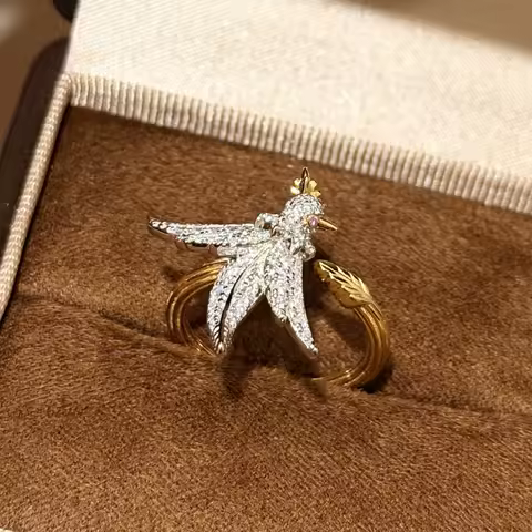 New Arrival Fashion Designer Real 925 Sterling Silver Open Ring Bird Women Girls High Quality Luxury Brand Party Jewelry Gift