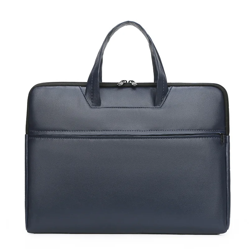 15.6 Inche PU Soft Surface Business Casual Men's Laptop Bag File Bag Business Trip Conference Bag Waterproof Portable Briefcase