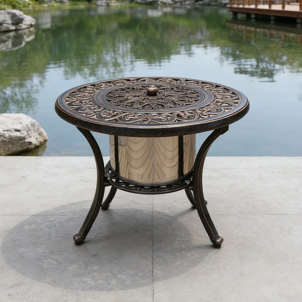 Cast aluminum outdoor balcony tables and chairs courtyard bar restaurant party team building garden table coffee table