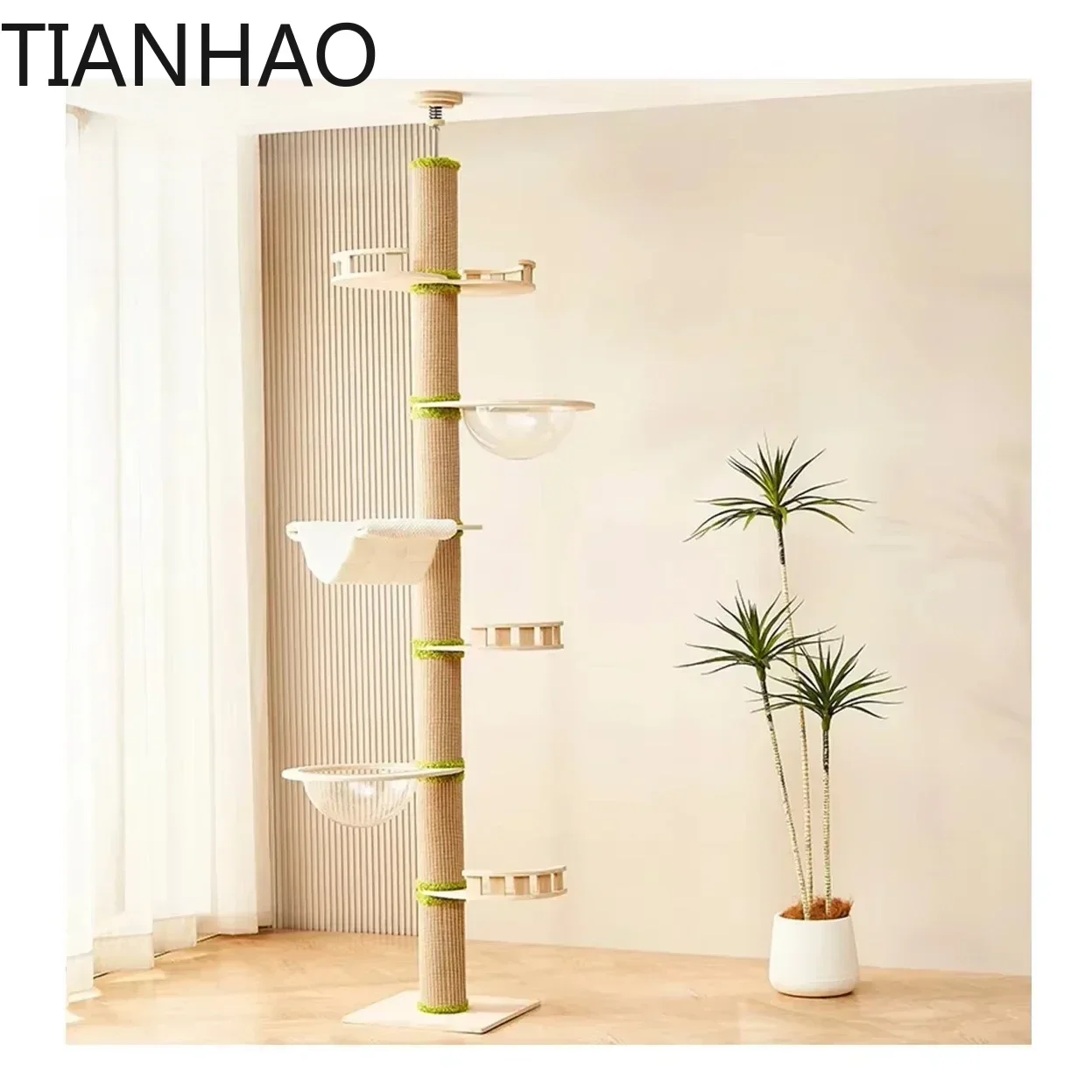 Pet Supplies Floor To Ceiling Cat Tree Modular Design Adjustable Height Cat Climbing Frame