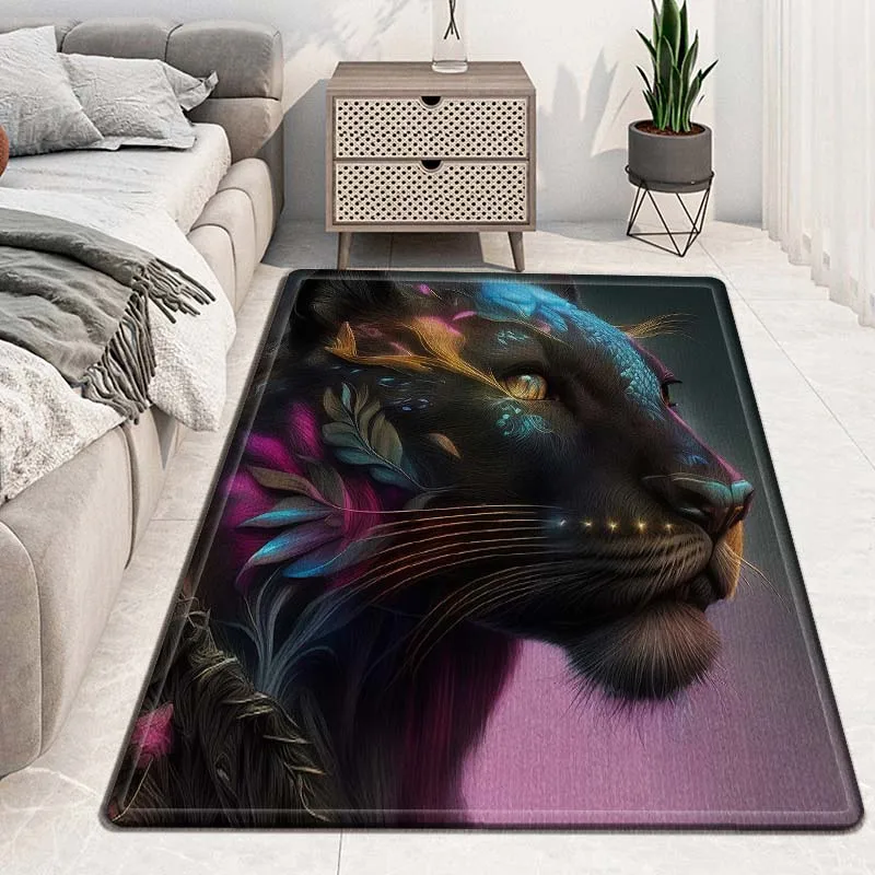 Leopard Ferocious Animal Carpet, Anti-Slip Rug, Doormat, Bedroom Floor Decoration, Living Room, Bathroom, Kitchen, Entrance