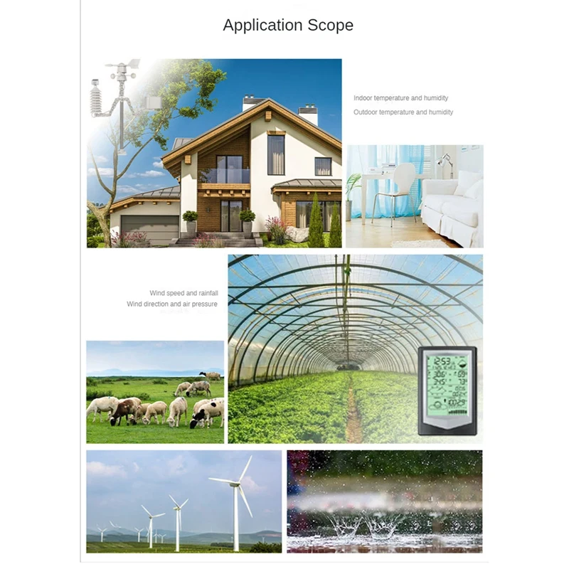 Solar Weather Station Screen Indoor Outdoor Temperature Humidity Meter Small Weather Forecast