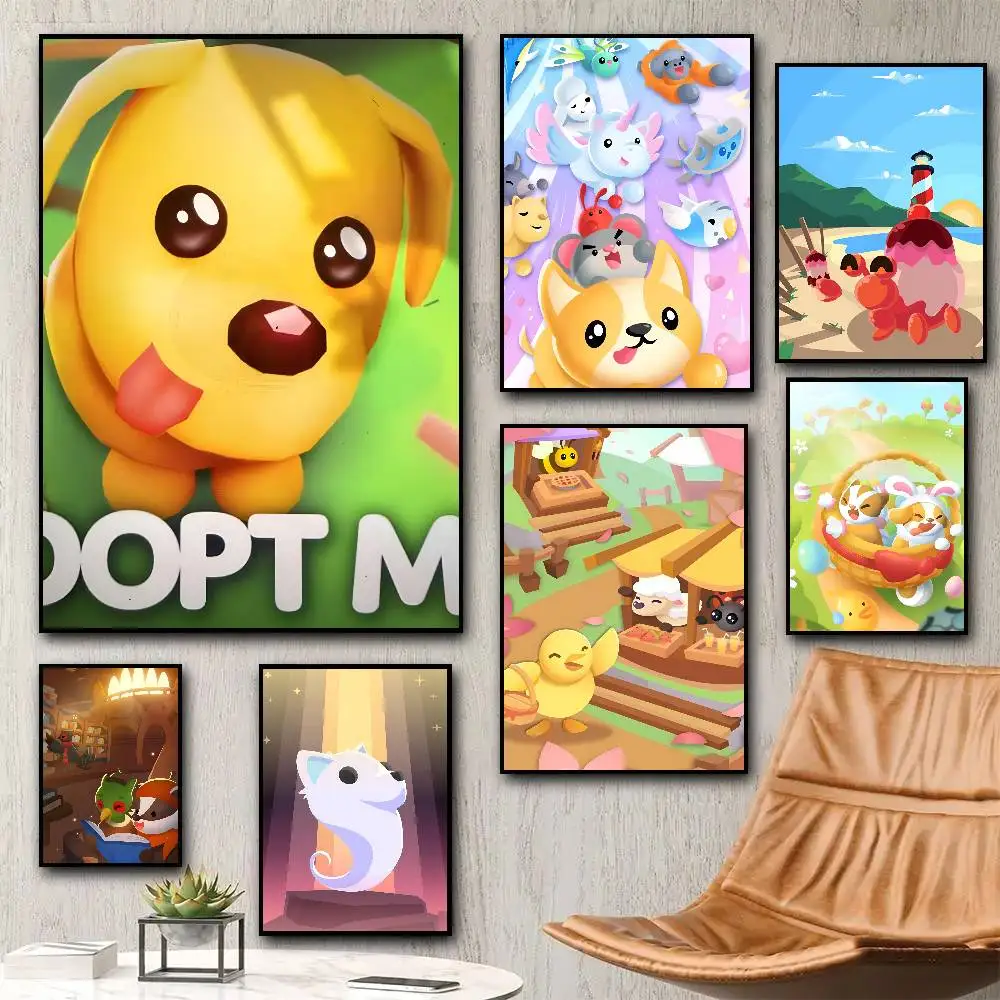 1pc Video Game A-Adopt Me Poster Sticker Print Waterproof Wall Art For Living Room Bedroom Home Decor