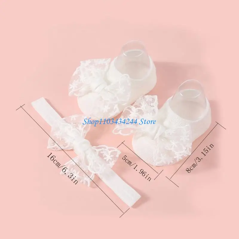 Lace Bowknot Baby Grip Socks Not-Slip Step Socks Toddlers Footwears Infants Walk Socks Comfortable Wearing Socks Gift