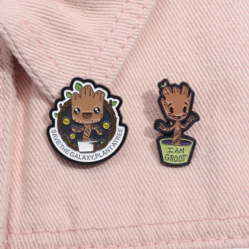 Disney Marvel Brooch Guardians of The Galaxy Cartoon Groot  Metal Badge Enamel Pin Anime Peripherals Backpack Accessories Gifts